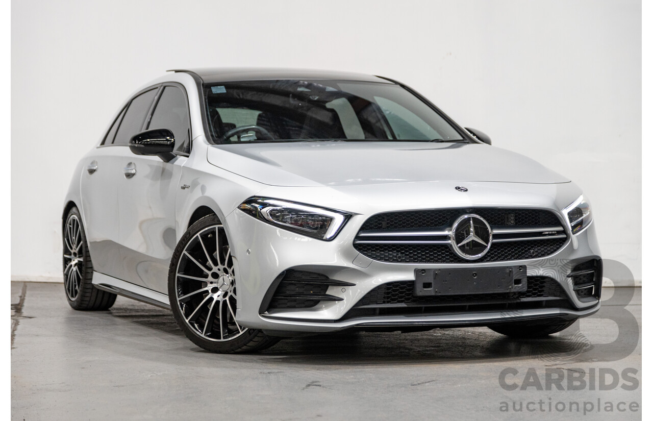 08/2019 Mercedes Benz A35 AMG 4Matic (AWD) W177 MY19 4d Hatch Iridium Silver Metallic Turbo 2.0L