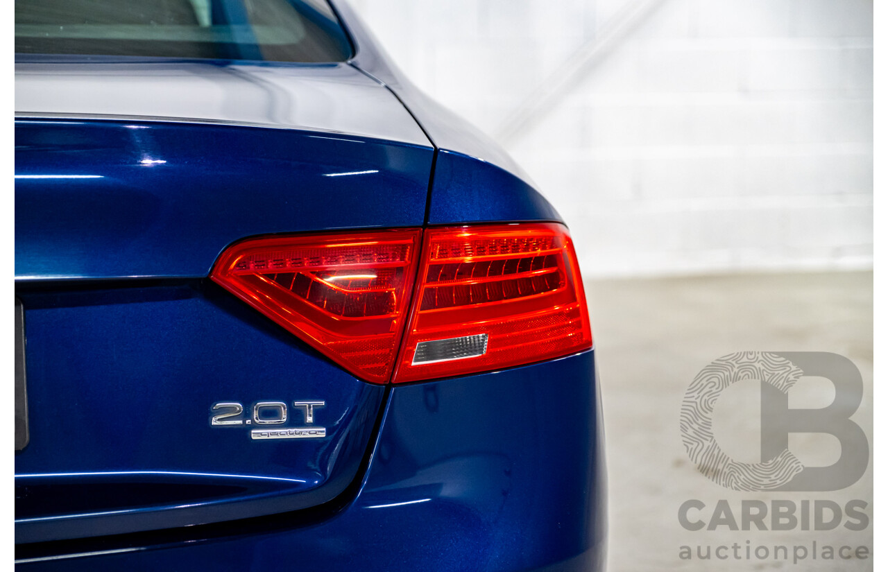 7/2012 Audi A5 2.0 TFSI Quattro S-Line Package (AWD) 8T MY12 Upgrade 2d Coupe Scuba Blue Metallic Turbo 2.0L