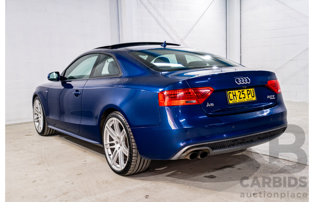 7/2012 Audi A5 2.0 TFSI Quattro S-Line Package (AWD) 8T MY12 Upgrade 2d Coupe Scuba Blue Metallic Turbo 2.0L