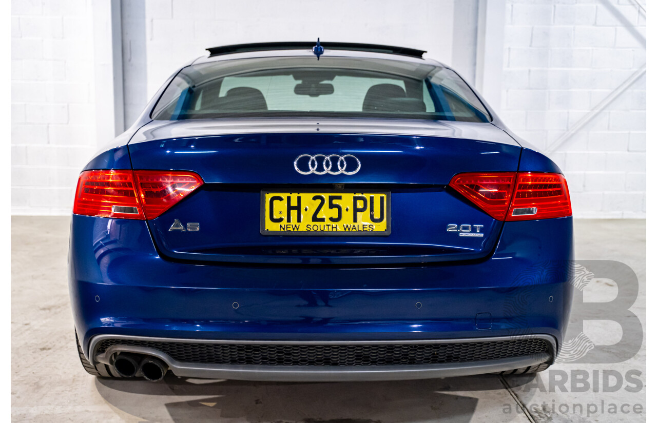 7/2012 Audi A5 2.0 TFSI Quattro S-Line Package (AWD) 8T MY12 Upgrade 2d Coupe Scuba Blue Metallic Turbo 2.0L