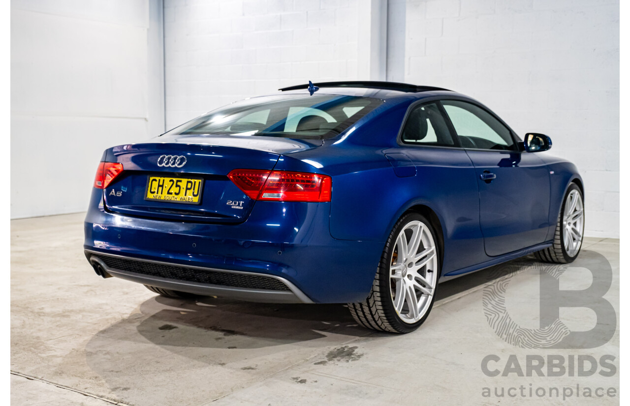 7/2012 Audi A5 2.0 TFSI Quattro S-Line Package (AWD) 8T MY12 Upgrade 2d Coupe Scuba Blue Metallic Turbo 2.0L