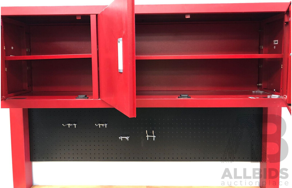 Whalen Heavy Duty Mobile Workbench with Hutch and Pegboard