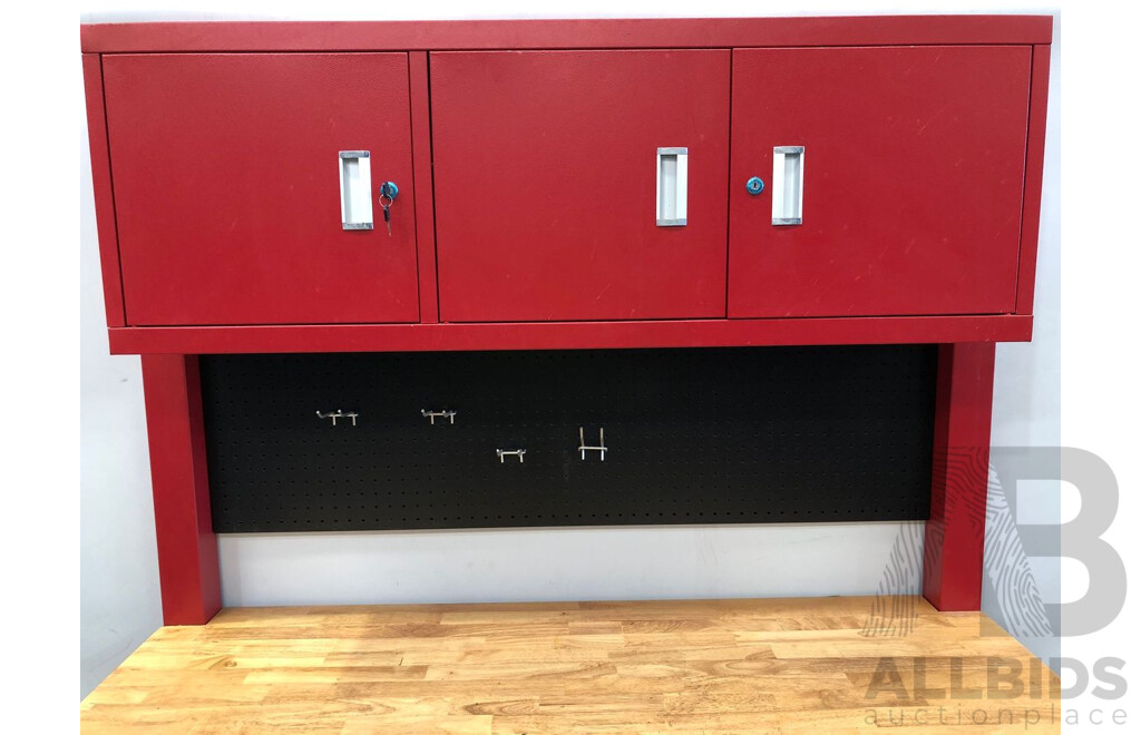 Whalen Heavy Duty Mobile Workbench with Hutch and Pegboard