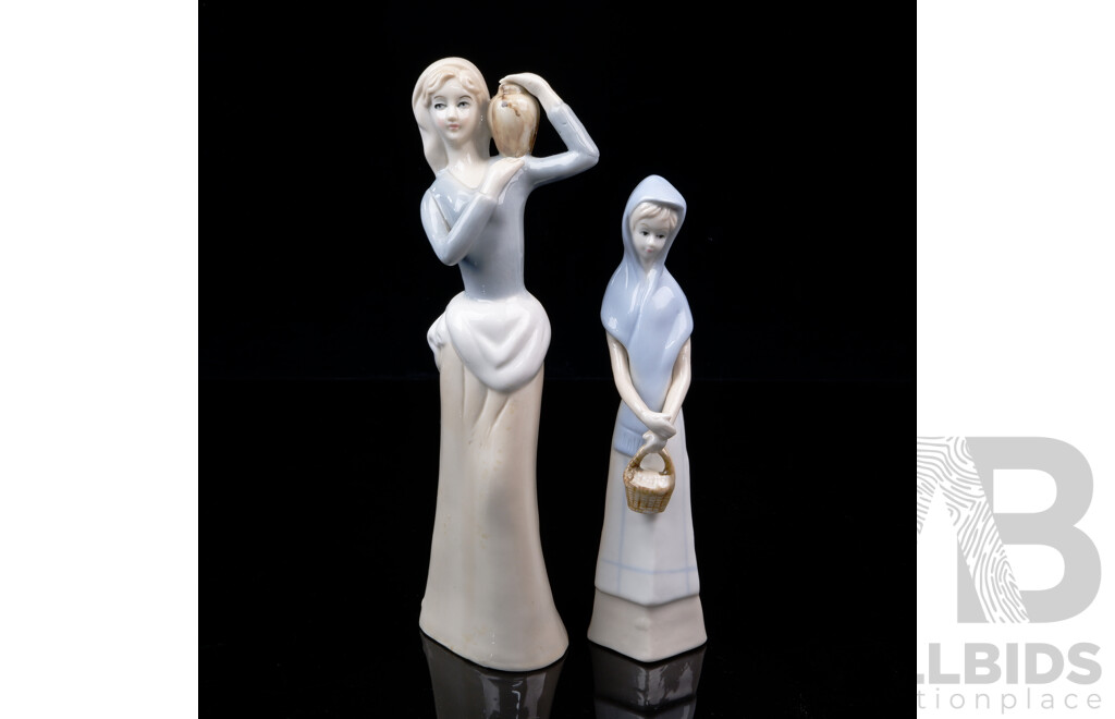 Two Lladro Porcelain Sculptures of Girls