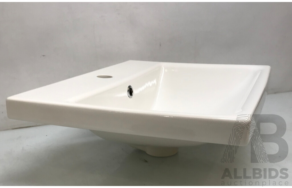 Argent 460mm Wall Basin 1TH w/- O/Flow - White Gloss