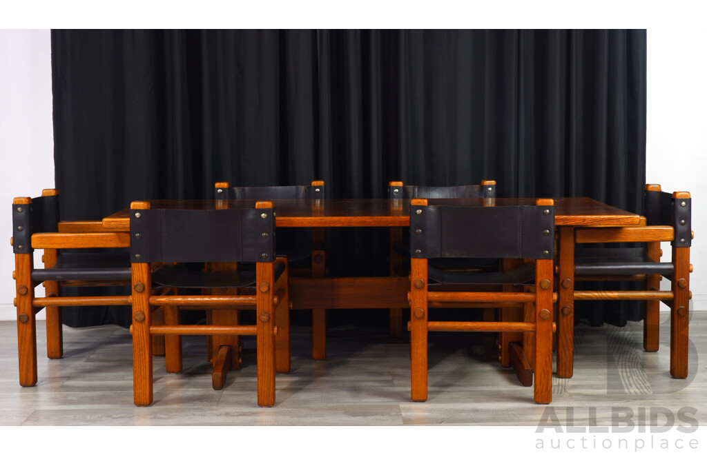 Australian Pine Post and Rail Seven Piece Dining Suite