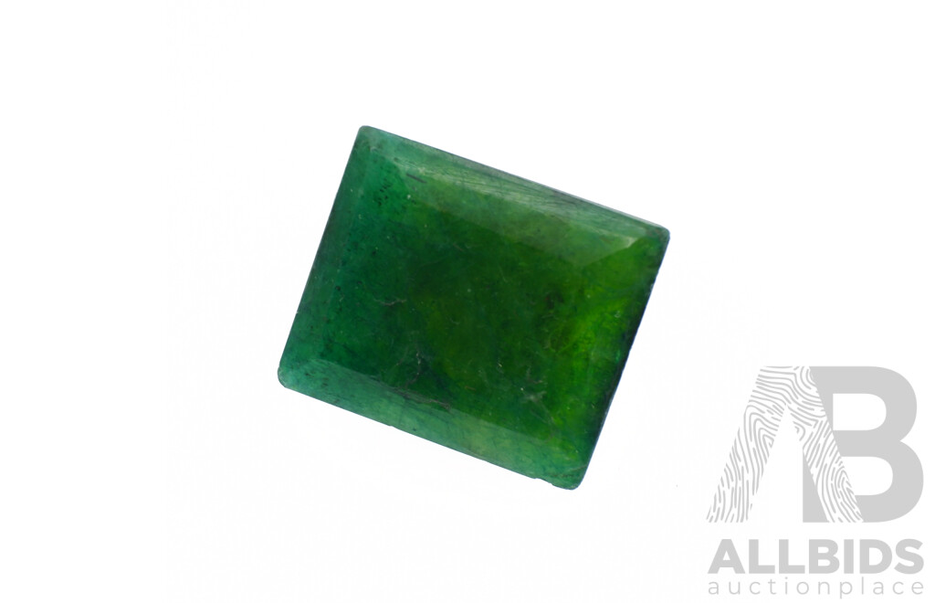 Zambian Emerald 6.75ct, Natural Emerald Cut Unset Gemstone, 12.3mm X 10.6mm X 8.65mm