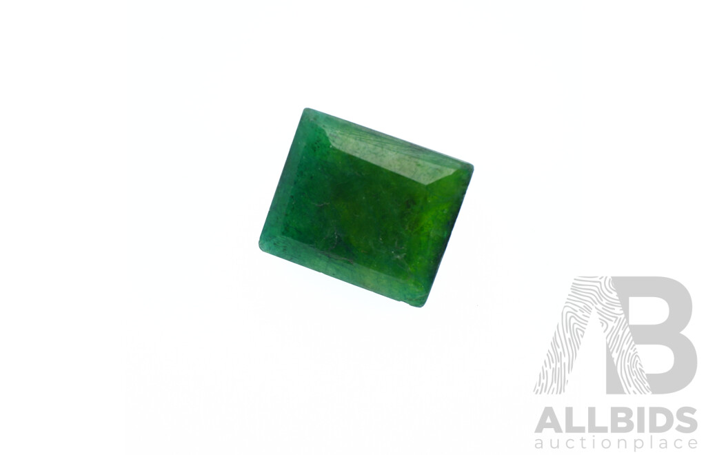 Zambian Emerald 6.75ct, Natural Emerald Cut Unset Gemstone, 12.3mm X 10.6mm X 8.65mm