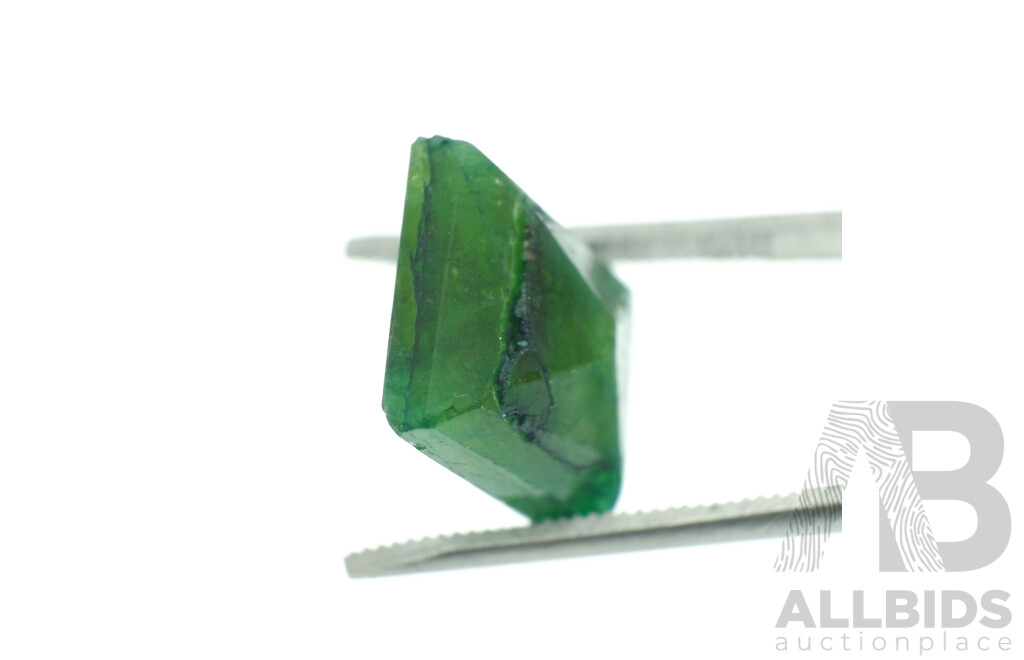 Zambian Emerald 6.75ct, Natural Emerald Cut Unset Gemstone, 12.3mm X 10.6mm X 8.65mm