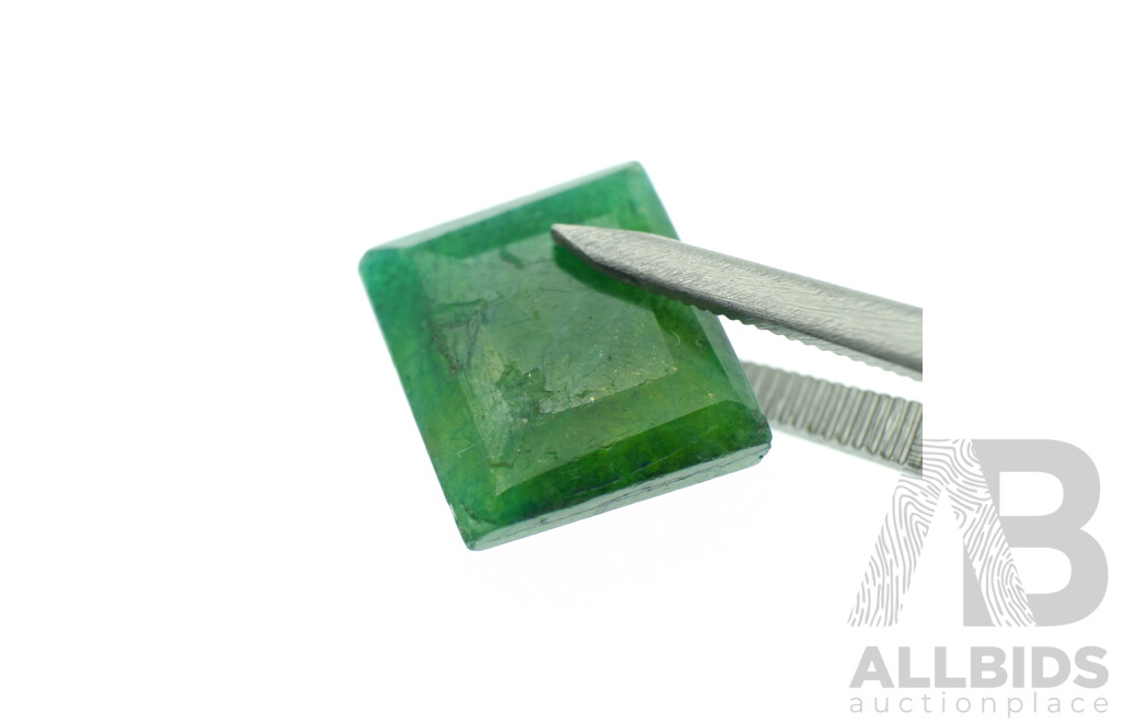 Zambian Emerald 6.75ct, Natural Emerald Cut Unset Gemstone, 12.3mm X 10.6mm X 8.65mm