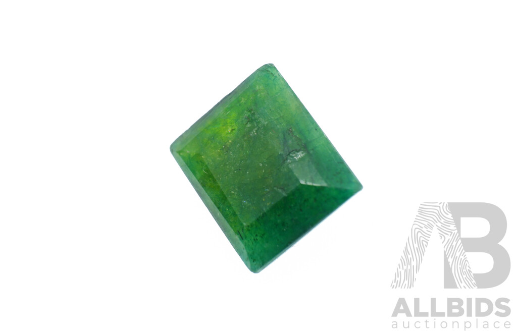 Zambian Emerald 6.75ct, Natural Emerald Cut Unset Gemstone, 12.3mm X 10.6mm X 8.65mm