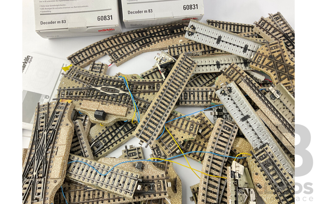 Collection of Marklin HO Scale Track, Mostly Points and Cross Overs with Straights and Curves, Made in Germany