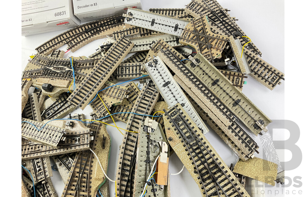 Collection of Marklin HO Scale Track, Mostly Points and Cross Overs with Straights and Curves, Made in Germany