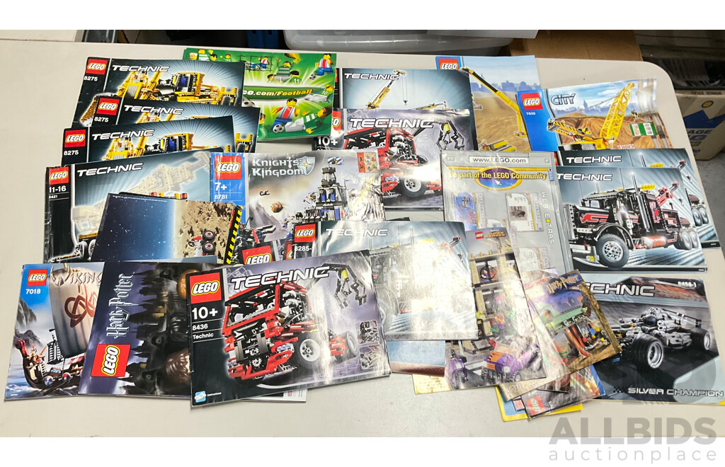 Collection of Vintage Lego Instruction Booklets Including Technic, Harry Potter and Vikings