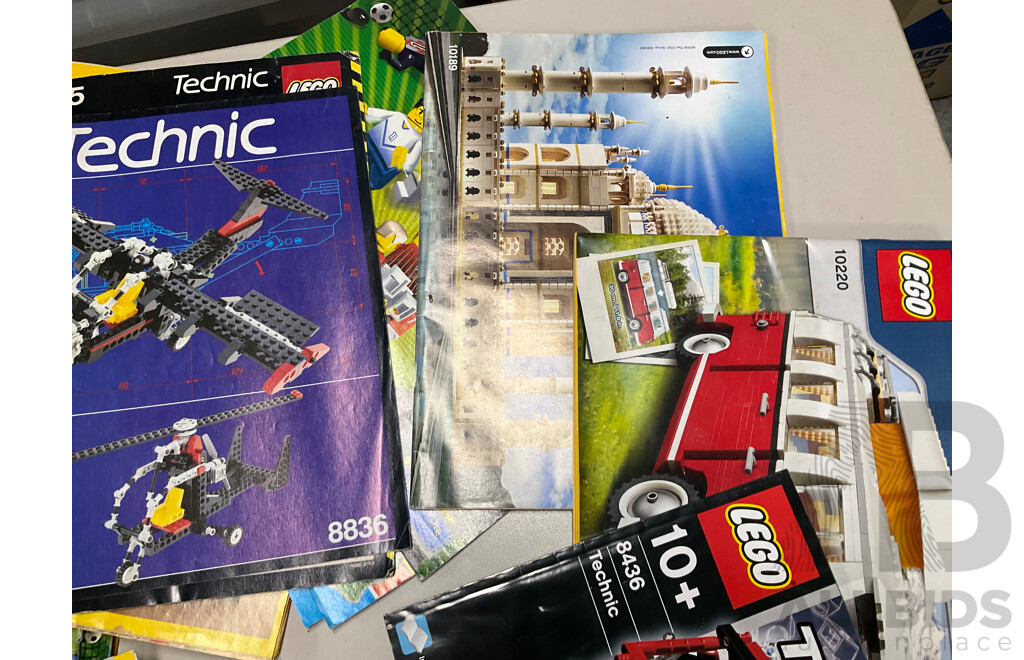 Large Collection of Vintage Lego Instruction and Reference Books Including Technic, Harry Potter, Vikings, Indiana Jones and More