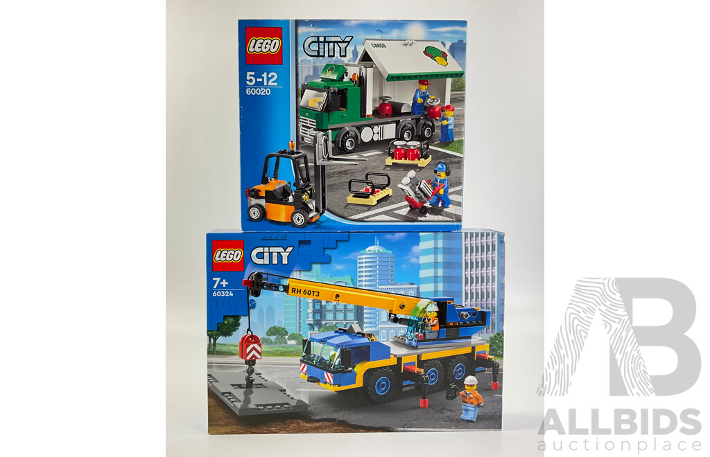 Lego City Truck and Fork Lift 60020 and Mobile Crane 60324