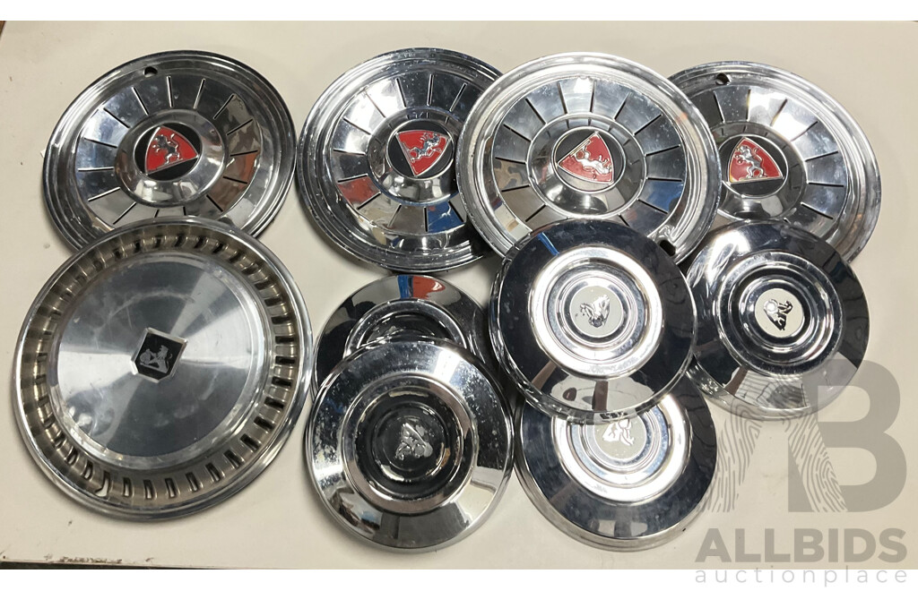 Collection of Vintage Hubcaps Including Holden HZ, HD, HR