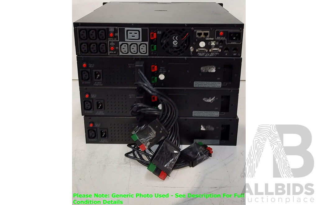 CyberPower (PR3000ELCDRT2U) 3000 VA UPS W/ 3 External Batteries, Power Cables and Rack Slides