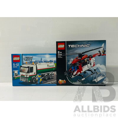 LEGO City Tanker Truck 60016 and LEGO Technic Rescue Helicopter 42092 in Original Packaging