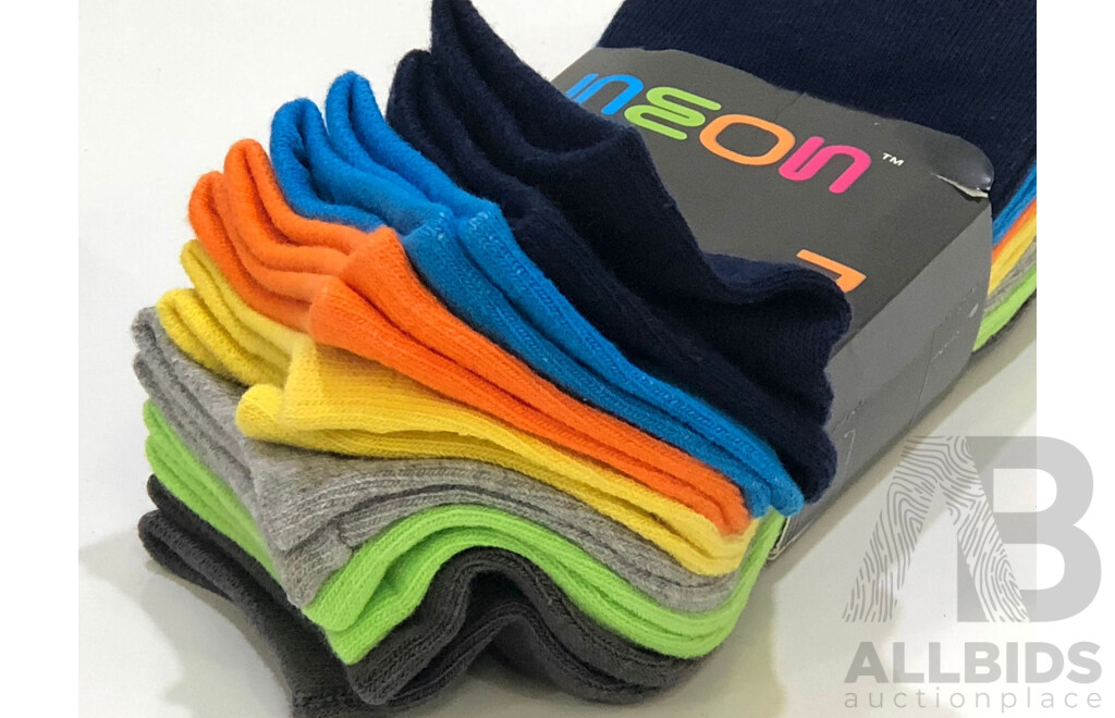 Neon Low Cut Socks - 7 Pack  - Size 2-8 - New