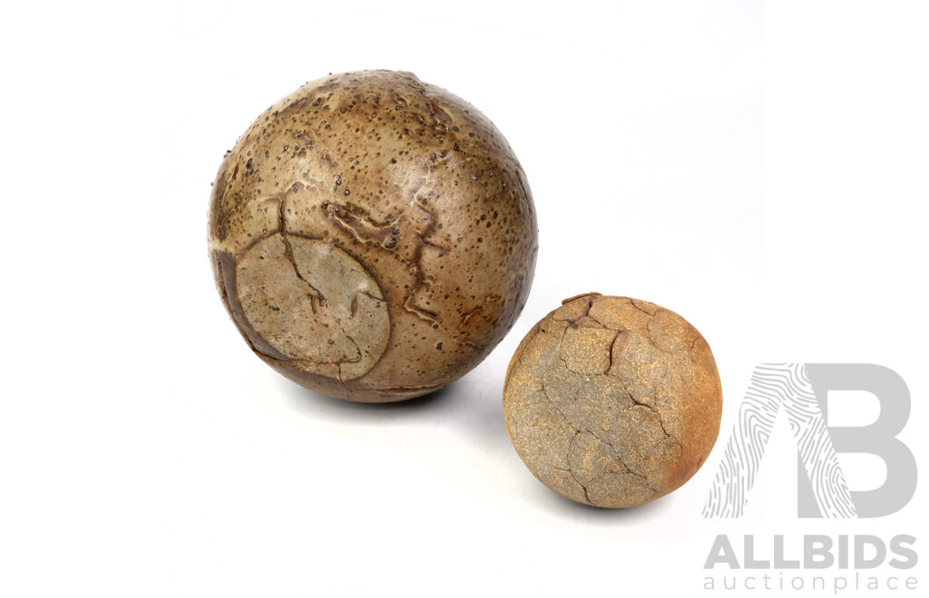 Two Different Hand Formed Studio Pottery Pieces of Spherical Form