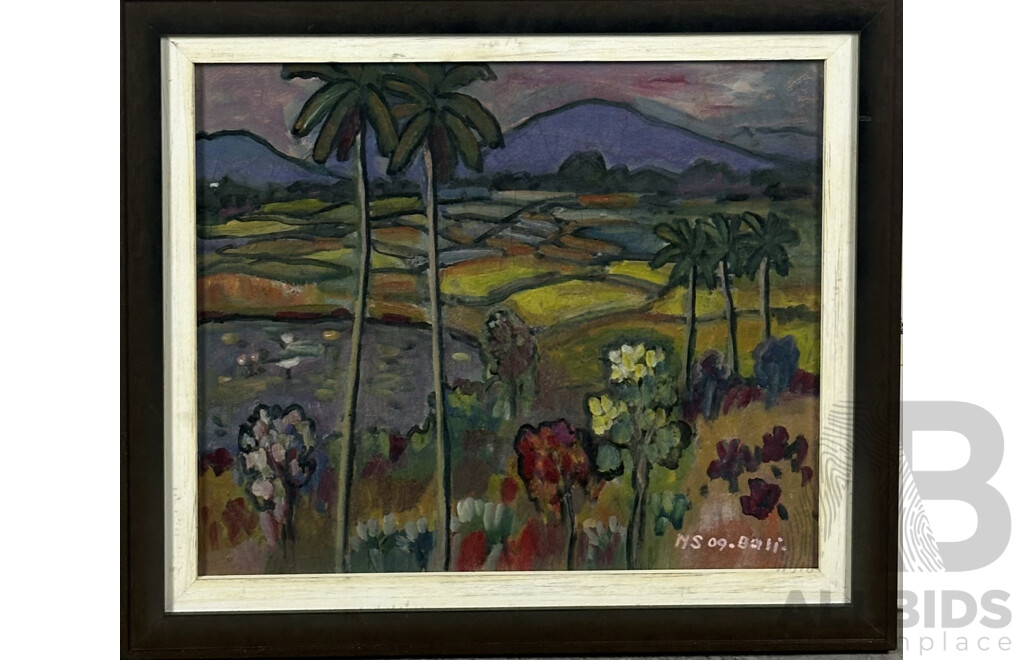 Balinese Landscape at Sunset, Oil on Canvas, 33 x 39 cm