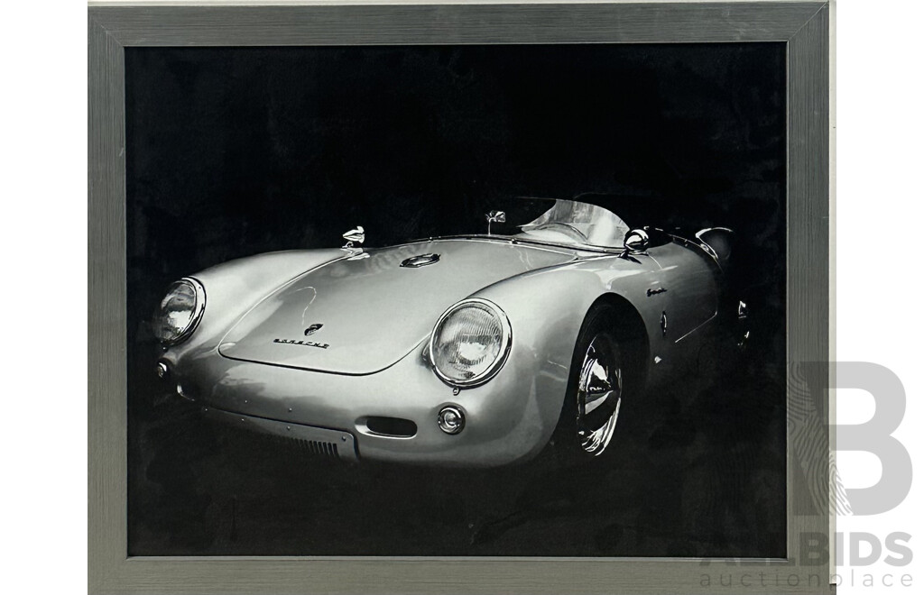 Porsche, Black and White Poster Print Framed, 45 x 55 cm (frame)