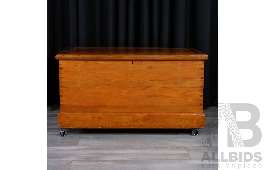 Vintage Pine Blanket Box on Castors