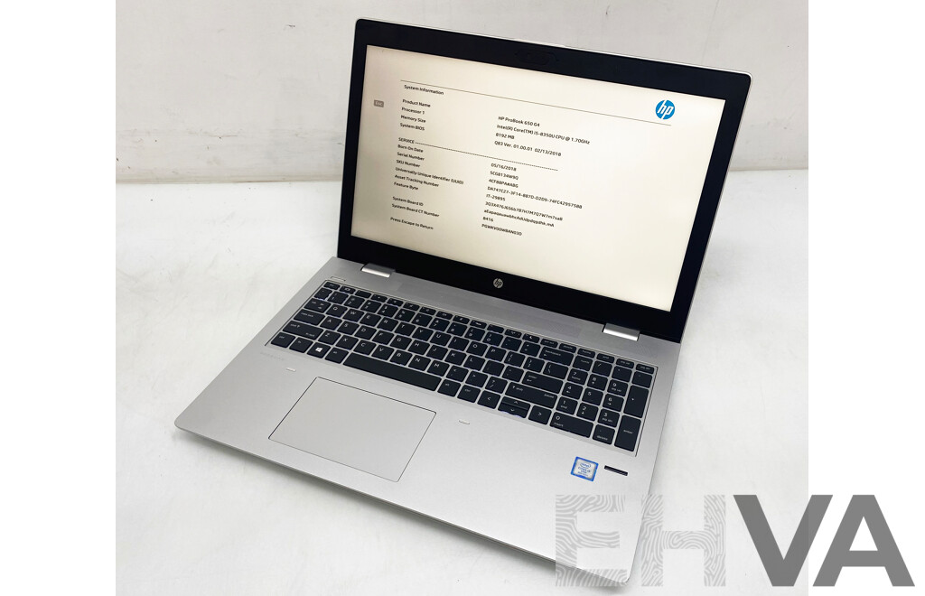 HP Probook 650 G4 Intel Core I5 (8350U) 1.70GHz-3.60GHz 4-Core CPU 15.6-Inch Laptop