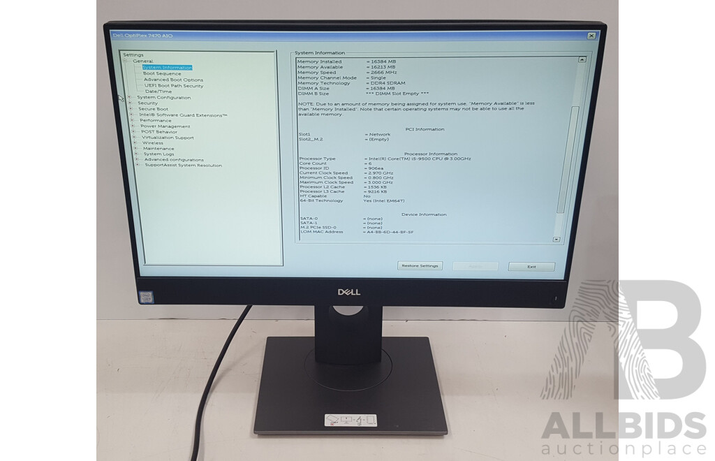Dell OptiPlex 7470 AIO Intel Core i5 (9500) 3.00GHz-4.40GHz 6-Core CPU 23.8-Inch Touchscreen All-in-One Computer