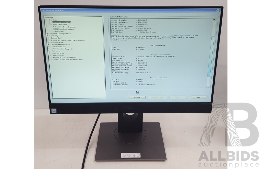 Dell OptiPlex 7470 AIO Intel Core i5 (9500) 3.00GHz-4.40GHz 6-Core CPU 23.8-Inch Touchscreen All-in-One Computer
