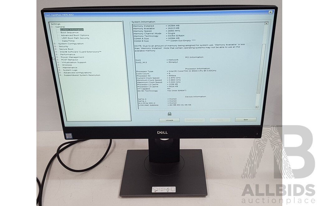 Dell OptiPlex 7470 AIO Intel Core i5 (9500) 3.00GHz-4.40GHz 6-Core CPU 23.8-Inch Touchscreen All-in-One Computer