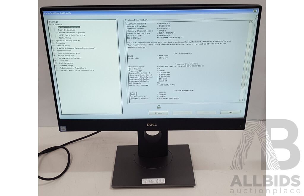 Dell OptiPlex 7470 AIO Intel Core i5 (9500) 3.00GHz-4.40GHz 6-Core CPU 23.8-Inch Touchscreen All-in-One Computer