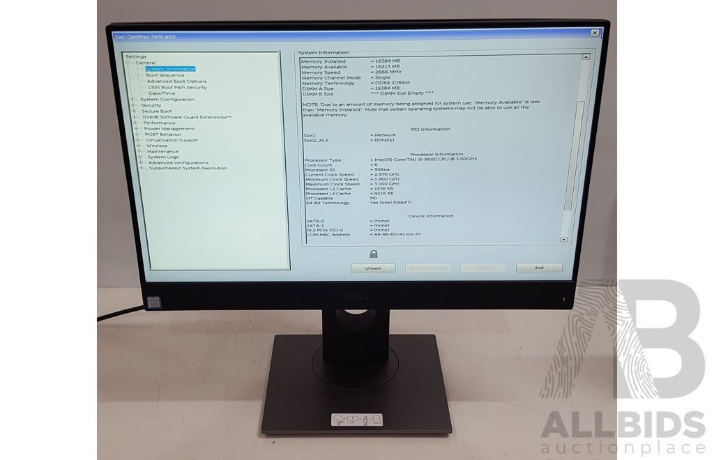 Dell OptiPlex 7470 AIO Intel Core i5 (9500) 3.00GHz-4.40GHz 6-Core CPU 23.8-Inch Touchscreen All-in-One Computer
