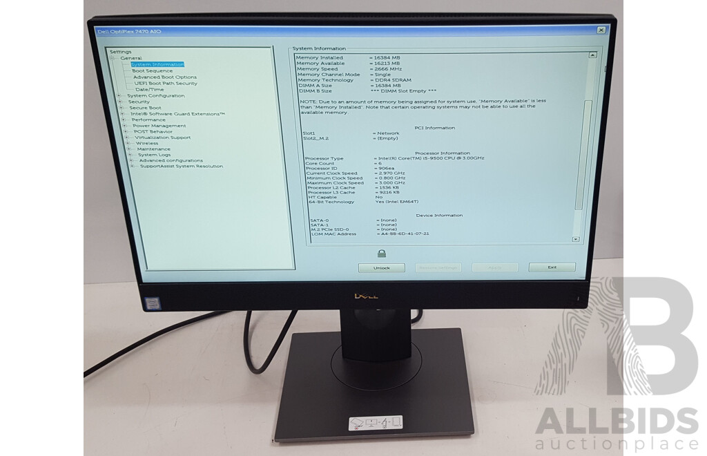Dell OptiPlex 7470 AIO Intel Core i5 (9500) 3.00GHz-4.40GHz 6-Core CPU 23.8-Inch Touchscreen All-in-One Computer