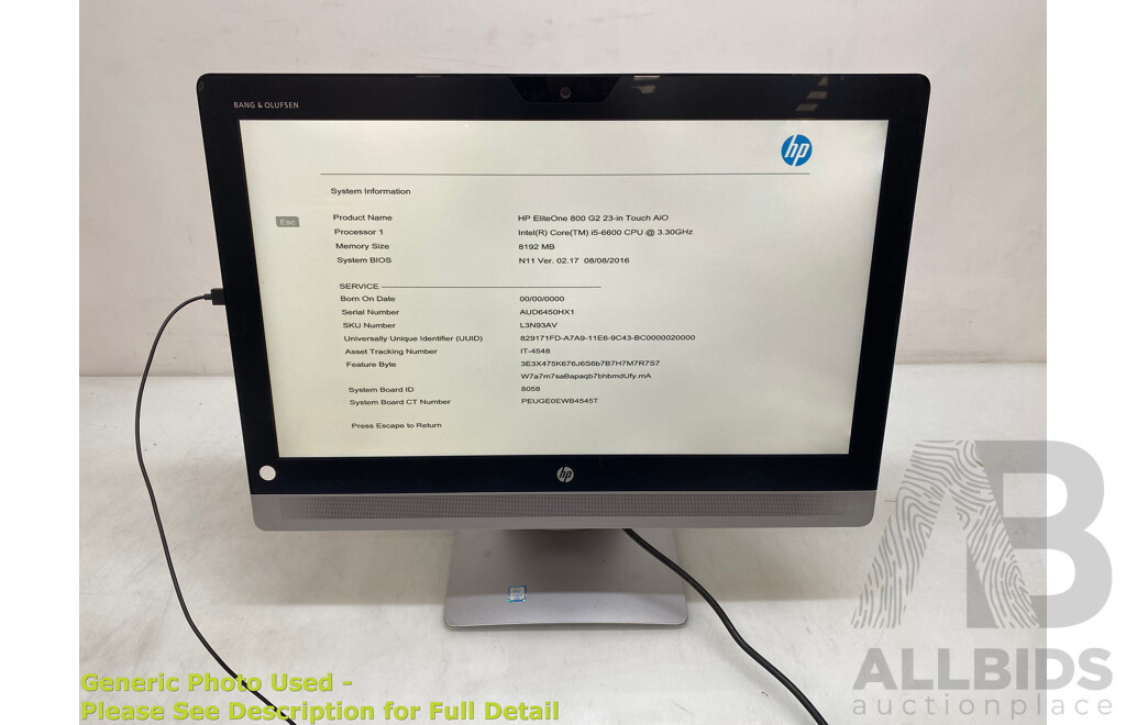 HP EliteOne 800 G2 Intel Core I5 (6600) 3.30GHz-3.90GHz 4-Core CPU 23-Inch All-in-One Desktop