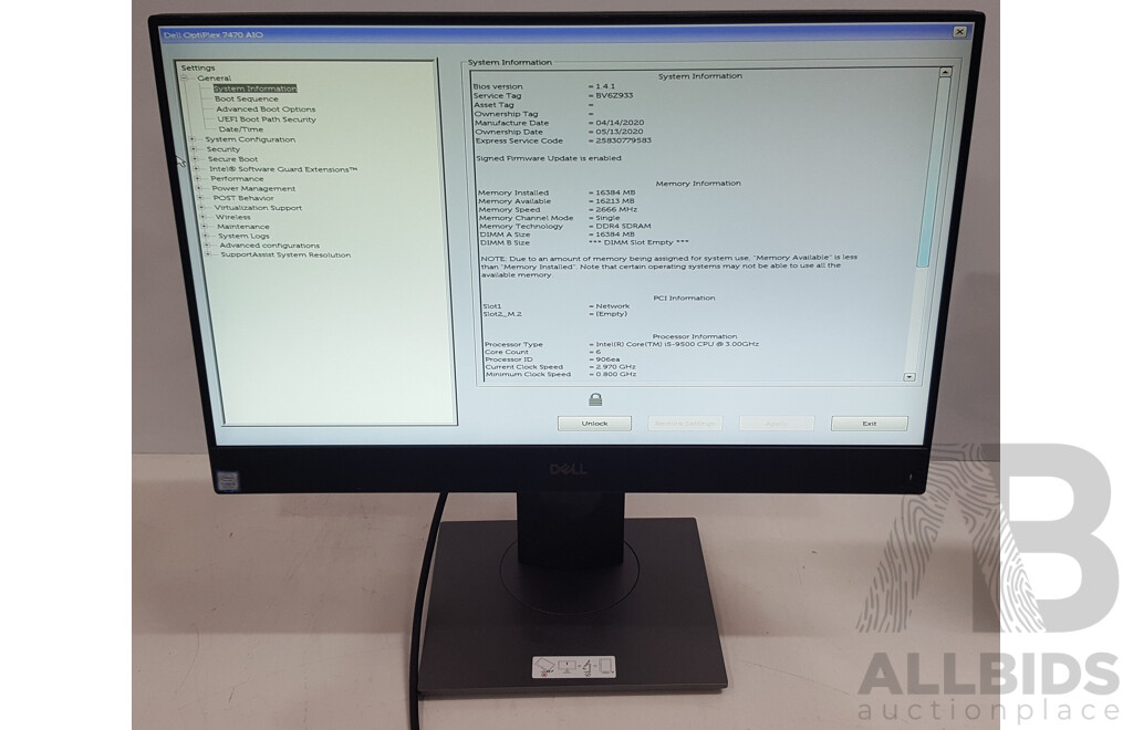 Dell OptiPlex 7470 AIO Intel Core i5 (9500) 3.00GHz-4.40GHz 6-Core CPU 23.8-Inch Touchscreen All-in-One Computer