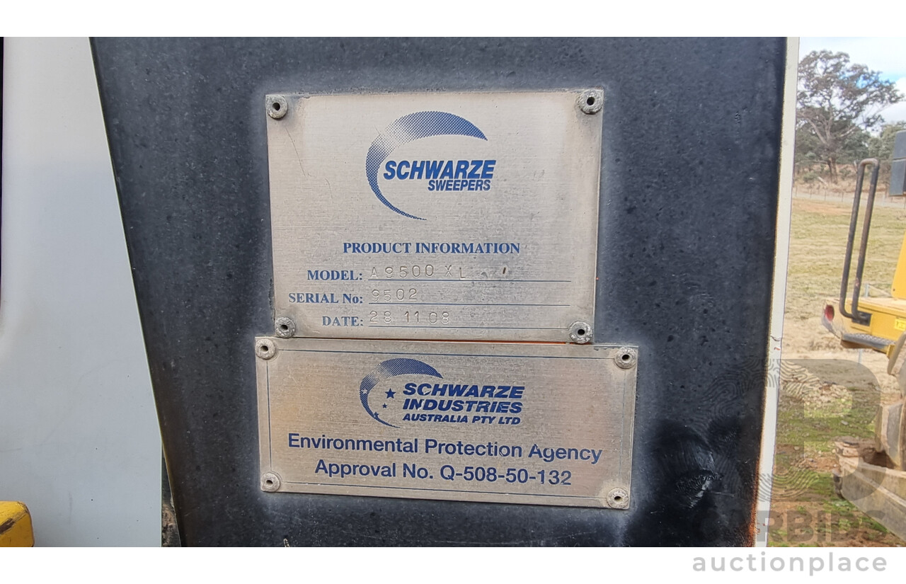 04/2008 Hino FM1J SER 2 C/CAB 6 X 4 Schwarze Street Sweeper Diesel 7.7L