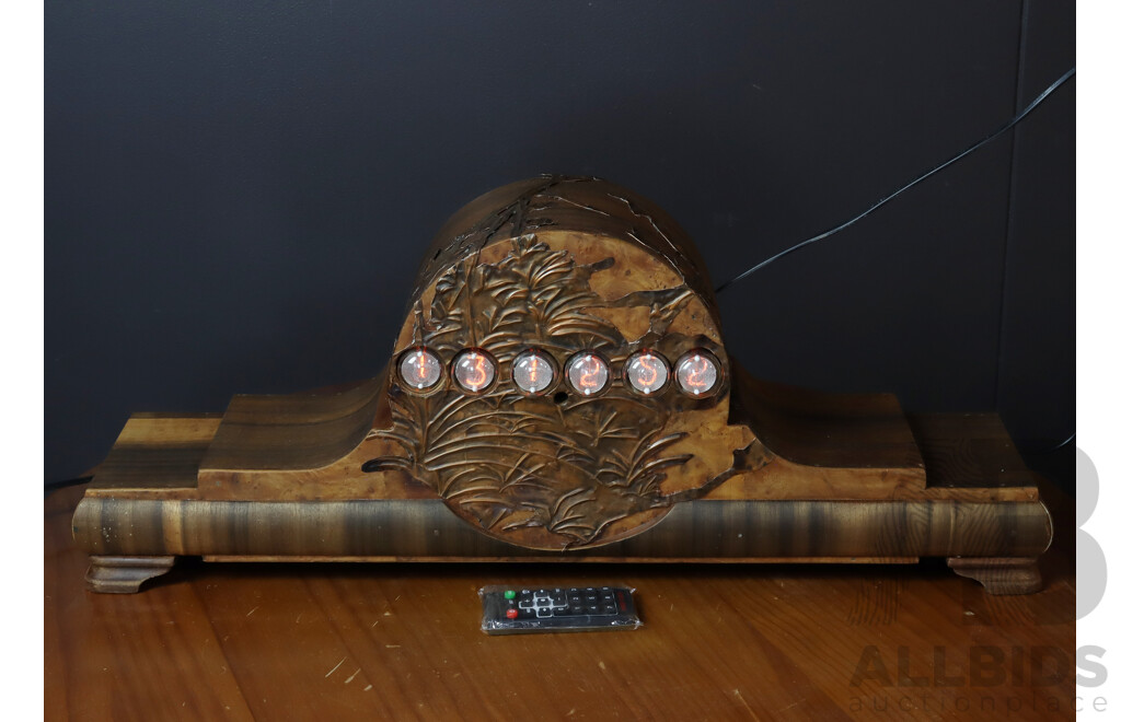 Walnut Veneered Nixie Mantle Clock