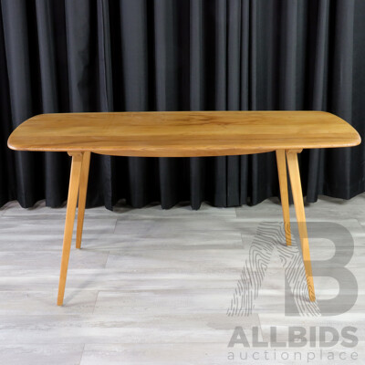 Mid Century Plank Top Dining Table