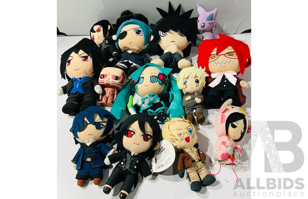 Collection of Anime Plush Toys From Pokémon, Death Note, and More