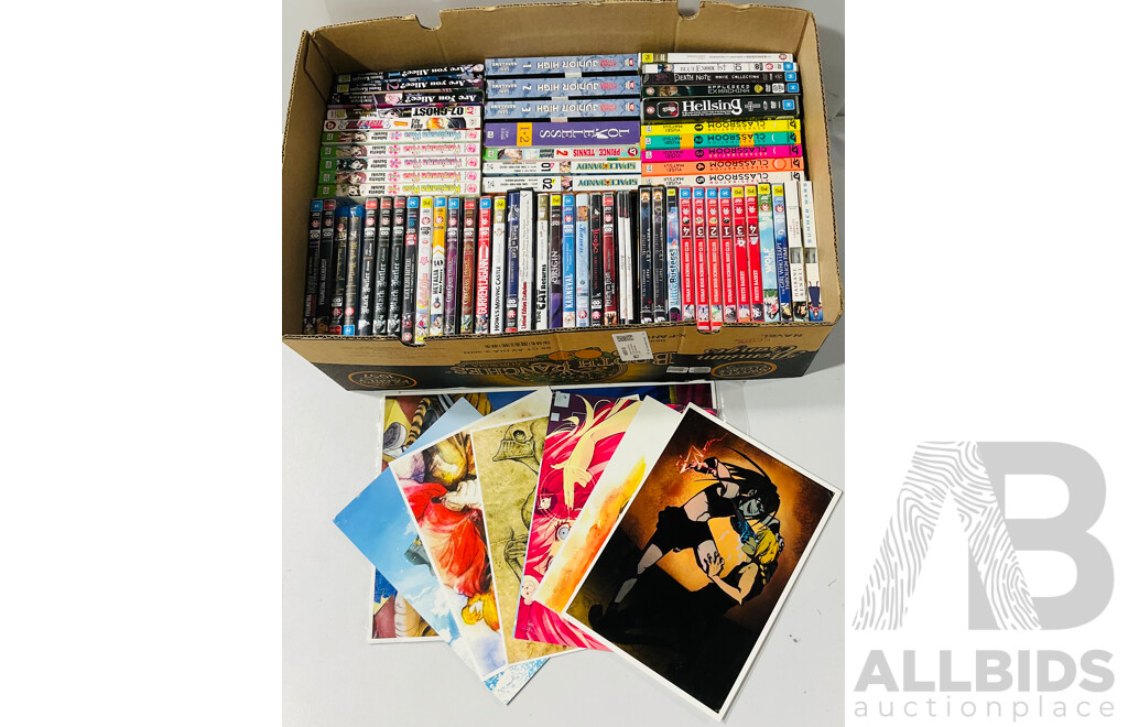 Collection of Anime DVDs and Posters From Death Note, Hellsing, Black Butler and More