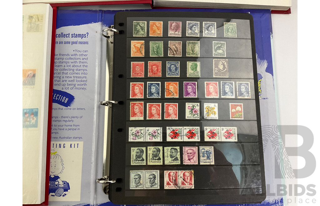 Four Albums of International Cancelled Stamps Including Ceylon, Vietnam, Australian Predecimal, Qatar, Mauritius, Sierra Leone, South Africa, Netherlands, France and More