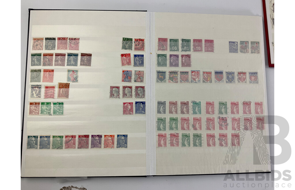 Four Albums of International Cancelled Stamps Including Ceylon, Vietnam, Australian Predecimal, Qatar, Mauritius, Sierra Leone, South Africa, Netherlands, France and More