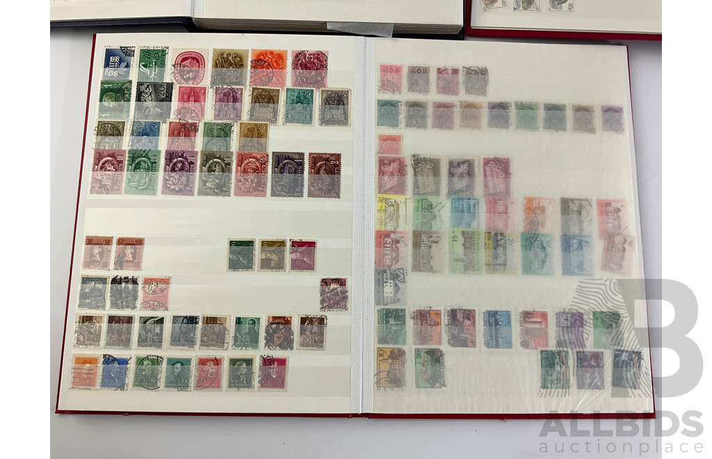 Four Albums of International Cancelled Stamps Including Ceylon, Vietnam, Australian Predecimal, Qatar, Mauritius, Sierra Leone, South Africa, Netherlands, France and More