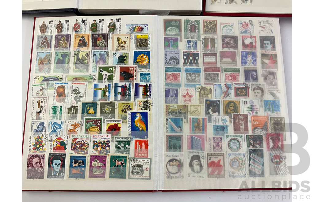 Four Albums of International Cancelled Stamps Including Ceylon, Vietnam, Australian Predecimal, Qatar, Mauritius, Sierra Leone, South Africa, Netherlands, France and More