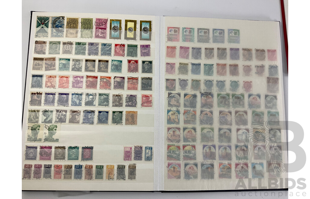 Four Albums of International Cancelled Stamps Including Ceylon, Vietnam, Australian Predecimal, Qatar, Mauritius, Sierra Leone, South Africa, Netherlands, France and More