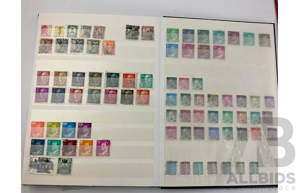 Four Albums of International Cancelled Stamps Including Ceylon, Vietnam, Australian Predecimal, Qatar, Mauritius, Sierra Leone, South Africa, Netherlands, France and More