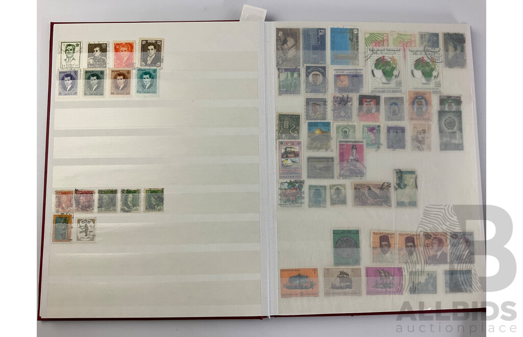 Four Albums of International Cancelled Stamps Including Ceylon, Vietnam, Australian Predecimal, Qatar, Mauritius, Sierra Leone, South Africa, Netherlands, France and More