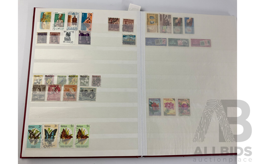 Four Albums of International Cancelled Stamps Including Ceylon, Vietnam, Australian Predecimal, Qatar, Mauritius, Sierra Leone, South Africa, Netherlands, France and More